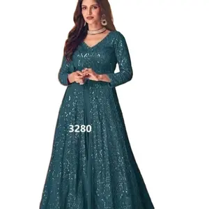 婚礼设计师Anarkali礼服低价出口商印度最新系列2023派对