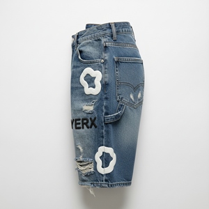 Shorts en jean pour hommes, imprimé puff, streetwear, coupe ample, délavé, écologique, décontracté, demi-pantalon, vente en gros, commande en gros - Product Image 3