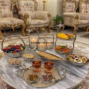 ถ้วยชามแบบตั้งหรูหรารูปปั้นโลหะสีทองสีดำด้านชามผลไม้ตกแต่งโต๊ะรับประทานอาหาร - Product Image 2