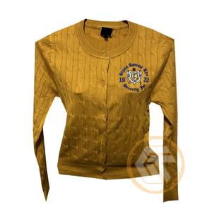 Customized Sigma Gamma Rho Acrylic Flat Knitted Embroidered Appliques Button Front Winter Sorority High Quality Greek V-neck - Product Image 1