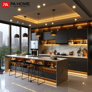 خزائن مخصصة حديثة من الميلامين ، جاهزة لتجميع تصميمات خزائن المطبخ - Product Image 1