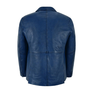 Blazer en cuir pour homme, col cranté personnalisable, style britannique, veste en cuir mat pour homme, blazer en cuir tendance, OEM - Product Image 6