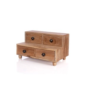 Améliorez le rangement de votre chambre à coucher Notre commode escabeau à 4 tiroirs spacieuse petite boîte carrée en bois à 4 compartiments pour le rangement des bijoux - Product Image 4