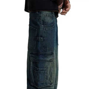 Wholesale High Quality Custom Men's Gothic Breathable Washable Spring Straight Fit Denim Jeans Black Washed - Product Image 4