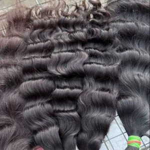 Cabello Humano Remy Natural Ondulado Indio Virgen de Alta Calidad, Extensiones Premium de 24 Pulgadas con Doble Trama y Puntas Simples - Product Image 1