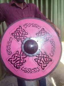 Vintage Style Fully Functional Medieval Round Shield Wood <b>Iron</b> Viking Battle Shield for Home Decor Metal Material - Product Image 5