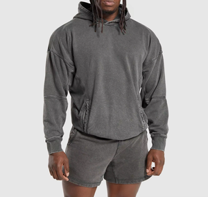Custom <b>Men's</b> Heavyweight Washed 100%Cotton Pullover <b>Hoodie</b> Oversized Drop Shoulder Gym Sports Streetwear DTG <b>men's</b> hoodies - Product Image 5