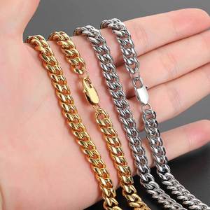 Kalung Rantai Cuban Link Baja Tahan Karat 316L OEM Pabrik, Lapis Emas 18K, Tahan Air, Anti Kusam untuk Pria Wanita, RTS Logo Kustom - Product Image 4