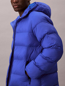 Nuevo diseño de moda Logotipo personalizado Cobalt 100% Nylon con capucha Hombres Chaqueta acolchada Resistente al agua y al viento con bolsillos con cremallera Chaqueta de burbujas - Product Image 4