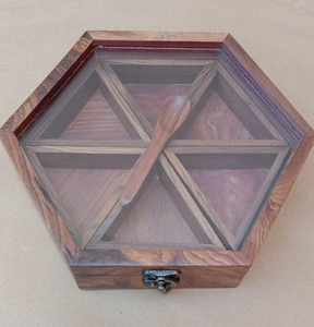 Boîte à épices en bois de nouvelle conception, boîte de rangement pour épices avec couvercle en acrylique poli brillant, boîte à épices en bois faite à la main - Product Image 2