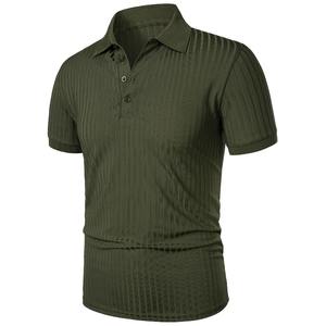 Nuevo verano Polo hombres rayas sólidas Fitness elasticidad manga corta polos para hombres camisas de moda - Product Image 6