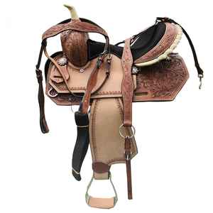 Selles en cuir Western Cowboy | Cheval de course pour le plaisir occidental et l'équitation avec décoration élégante Conchos - Product Image 1