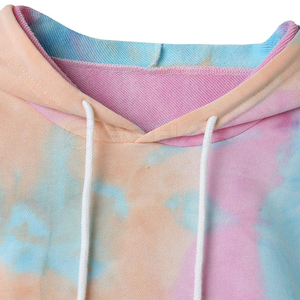 Cravate teinture à capuche Crop 2025 nouveauté cravate teinture 100% coton à capuche haut court femmes à manches longues culture capuche - Product Image 5