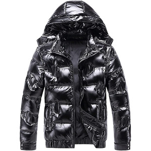 Puffer Jacket <b>Men</b> Shiny Puffer Black Jacket <b>Men</b> Back Bubble Jackets & Coats 2025 Wholesale Winter for <b>Men</b> Stand Casual Knitted - Product Image 3