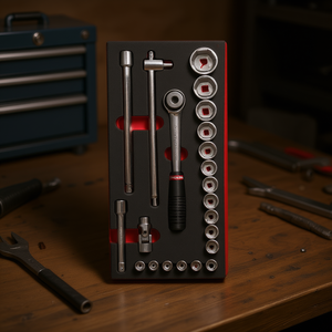 Module de douilles hexagonales Facom 1/2'' avec accessoires dans un coffret à outils en mousse - Product Image 3