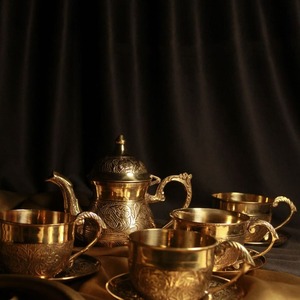 Juego de Tetera, Cafetera, Jarra para Leche y Azucarera de Latón Fundido Ecológico Moderno para Té de la Tarde, con Bandeja, Adornos Decorativos para Sala de Estar - Product Image 4