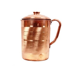 Carafe à eau en cuivre au design attrayant, forme ronde, taille personnalisée, carafe à jus de qualité supérieure pour un usage domestique ou hôtelier - Product Image 1
