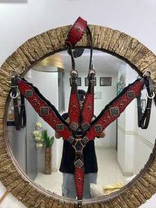 Ensemble de sellerie western en cuir véritable, motif croco, avec têtière et collier de poitrage, personnalisation disponible - Product Image 6