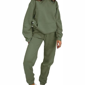 Ensembles de survêtement à capuche pour femmes de qualité supérieure lourd 100% coton solide imprimé vêtements pantalon grande taille caractéristiques pour l'hiver - Product Image 3