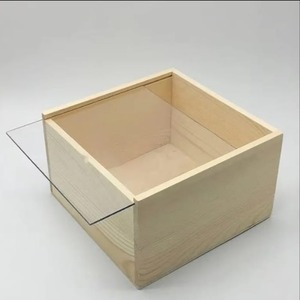 Caja de regalo de madera de pino personalizada con tapa transparente Embalaje de madera de color natural ecológico para manualidades Pegatinas de velas - Product Image 4