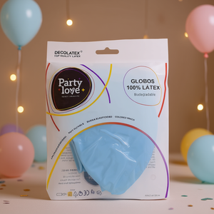 Palloncini in lattice Decolatex Party Love 90 cm blu pastello 3 pezzi biodegradabili - Product Image 3