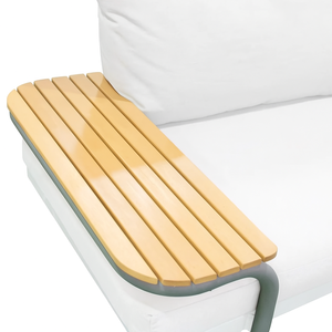 Modern Minimalist Gray Acacia Wood Frame <b>Outdoor</b> Sofa Set Polyester <b>Cushion</b> Wooden Side Table Stylish Patio Furniture for Garden - Product Image 2