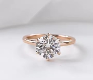 แหวนเพชรเม็ดเดี่ยวสีโรสโกลด์14K พร้อม2.5 CT สำหรับผู้หญิงที่ปลูกในห้องปฏิบัติการการหมั้นและของขวัญครบรอบปีที่โรแมนติก - Product Image 1