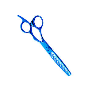 Ciseaux amincissants de coiffeur manche en acier enduit bleu ciseaux de coupe de cheveux de Salon lame tranchante repose-doigt outil de coiffure élégant - Product Image 2