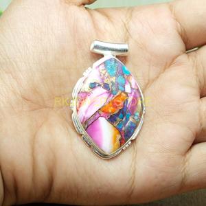 จี้สร้อยคอพลอยสีฟ้า ชมพู ส้ม คุณภาพสูงจากธรรมชาติ ประดับด้วยเงินแท้ 925 ของขวัญเครื่องประดับ - Product Image 4