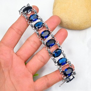 <b>Blue</b> <b>Sapphire</b> <b>Bracelet</b> 925 Sterling Silver Handmade Silver Jewelry Gemstone <b>Bracelet</b> Wedding And Anniversary Gifts For Her - Product Image 3