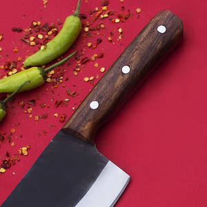 Cuchillo de Chef de acero al carbono profesional japonés hecho a mano, maquinilla de afeitar afilada, carnicero, cuchillo de carnicero, Funda de cuero de madera para uso en la cocina - Product Image 3