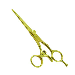 Ciseaux de coiffeur tranchants à bord de rasoir couleur or ciseaux de beauté à lame tranchante droite avec anneau réglable et repose-doigt - Product Image 1