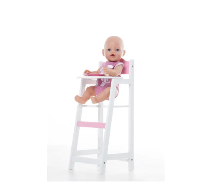 Angel Girls Toys High Quality Wooden Doll Chair Cor Branco E Rosa Para Crianças Bonecas De Madeira Brinquedos Educativos Para Crianças Meninas