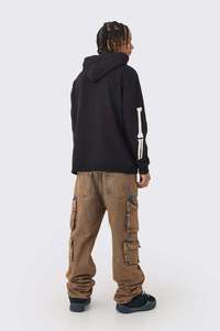 Sweat-shirts à capuche personnalisés en violet avec impression délavée, style décontracté, sport, thermique, impression sérigraphique de haute qualité, coton lourd 500GSM - Product Image 5