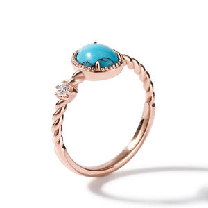 Jeulia Oval Cut <b>Turquoise</b> Twist Design Sterling Silver Anniversary <b>Ring</b> - Product Image 4