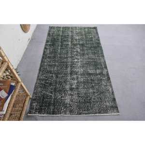 Alfombra Vintage de 3.5x6.3 pies, Alfombra Turca, Alfombra de Lana Gris Abstracta - Product Image 1