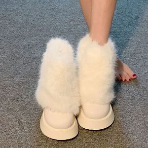 Botas de nieve para mujer, cálidas, de felpa, de PU, con plataforma, tacón grueso, botines. - Product Image 2