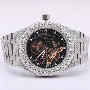Montre de luxe en moissanite et diamant en acier inoxydable pour hommes, style hip-hop, cadran rond, bijoux fins d'épaisseur - Product Image 1