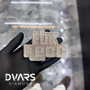 Colgante de Lujo para Hombre con Letra Hip Hop, Chapado en Oro de 18K, con Moissanita y Diamantes Baguette, Plata 925, Personalizado con Nombre - Product Image 2