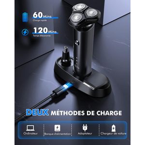Afeitadora Eléctrica Recargable para Hombre con Pantalla LED, Recortadora de Barba de Triple Cuchilla, Resistente al Agua IPX7, Función Húmedo/Seco, Fuente de Alimentación USB - Product Image 6