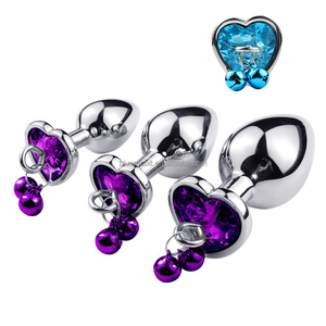Heart-Shaped <strong>Anal</strong> Plug Wholesale S M L Sizes Metal Jewel Butt Bells with Traction Chain Prostate Training Plug <strong>Anal</strong> Sex Toys - Product Image 1