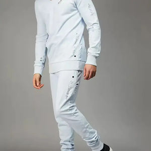 Survêtement surdimensionné avec écusson de détresse du fabricant Survêtement surdimensionné respirant durable anti-rides bon marché pour hommes - Product Image 2