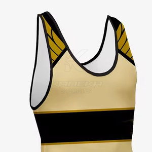Custom Printing Polyester/Spandex Lightweight Quick Dry Breathable Front Logo Fitted Wrestling <b>Weightlifting</b> <b>Singlet</b> KANEKA - Product Image 2