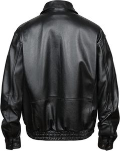 Blouson aviateur en cuir de luxe, cuir véritable, style américain, coupe large pour homme - Product Image 3