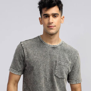 Camiseta de algodón personalizada de alta calidad duradera, camiseta de manga corta teñida con lavado ácido Vintage para hombres, disponible en tamaño y color personalizados - Product Image 2