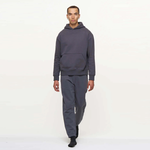 Survêtement à capuche gris foncé pour homme, en coton, longueur intégrale, décontracté, avec poches latérales et taille élastique - Product Image 4