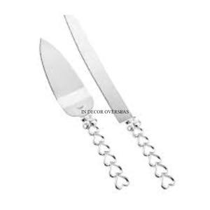 Flores y brotes chapados en oro de alta calidad, mangos de diseñador, servidor de pastel de metal resistente y juego de cuchillos a un precio impresionante - Product Image 6