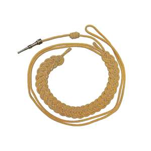 Aiguillette de cérémonie belge, rang inférieur, en soie orange avec attache argentée marine et corde torsadée tressée. - Product Image 6