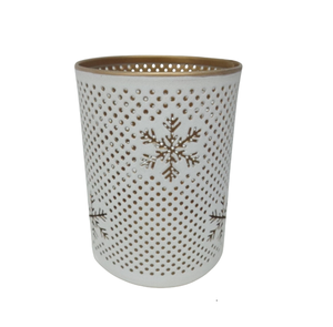 Pot votif rond en fer blanc avec pot anti-bougie en cuivre pour le salon de Noël et la décoration de table faits à la main - Product Image 3