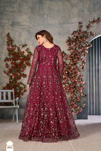 ชุด Net Anarkali Salwar Kameez,ชุดสูท/ชุดปากีสถานออกแบบ Salwar Kameez/ชุดสูทปาร์ตี้งานปักเย็บหนัก - Product Image 5
